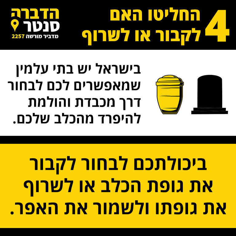 שלב 4 החליטו האם לקבור או לשרוף את גופת הכלב